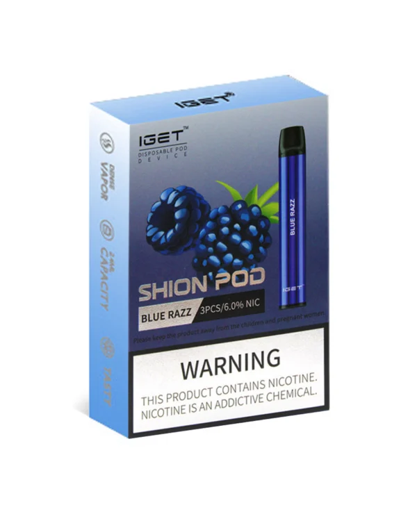 Blue Razz 600 Puffs Disposable 3 x IGET Shion